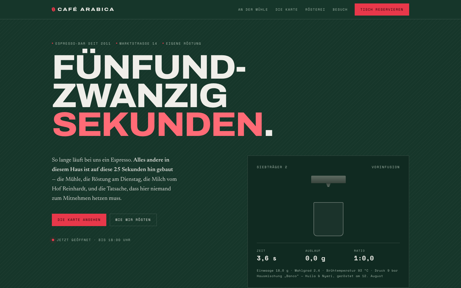 Startseite von Café Arabica
