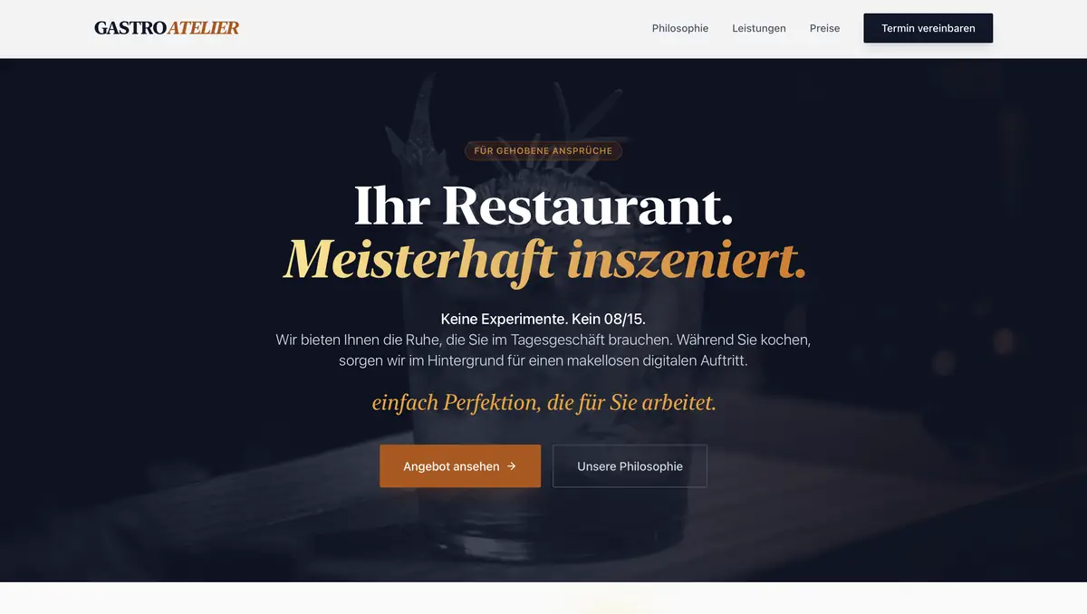 Startseite von Gastro Atelier
